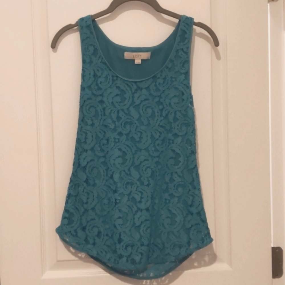 Loft Teal Lace Tank Top